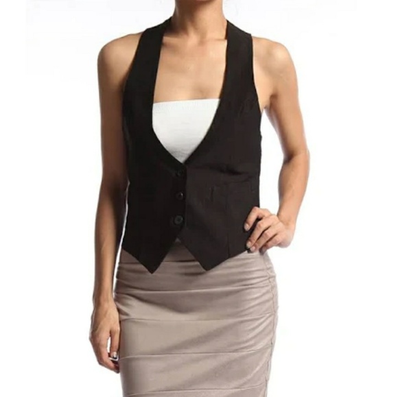 SOLD🎈Chic Button Down Black Vest - Picture 5 of 5